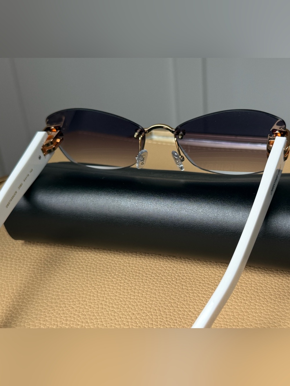 Dior Rimless Sunglasses with Gold Bridge and Black Gradient Lenses - Picture 5 of 9